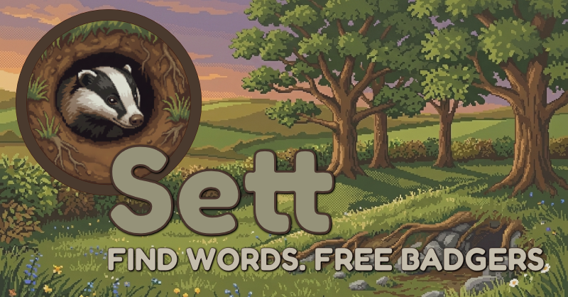 Sett. find words. free badgers